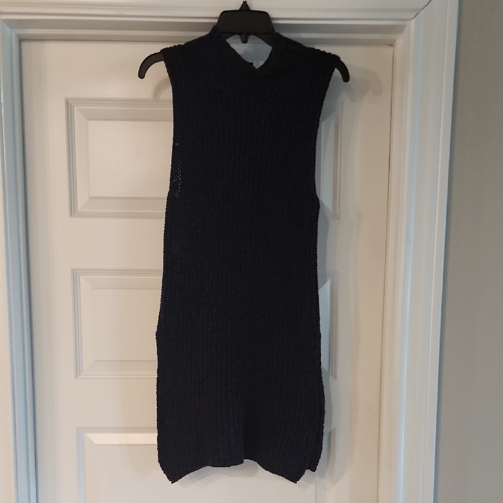 Ann Taylor Long Navy Knit Sweater Vest